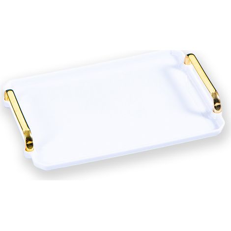 Plateau De Service Rectangulaire En Ps Et Acrylique Pour Bar Salon Cuisine Salle De Bain 41 X 22 X 3,5 Cm 1 Pièce (1/5)