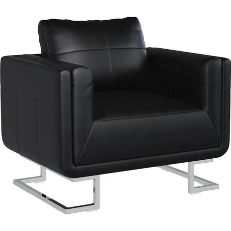 Maison Exclusive - Würfel-Sessel mit Verchromten Beinen Schwarz K