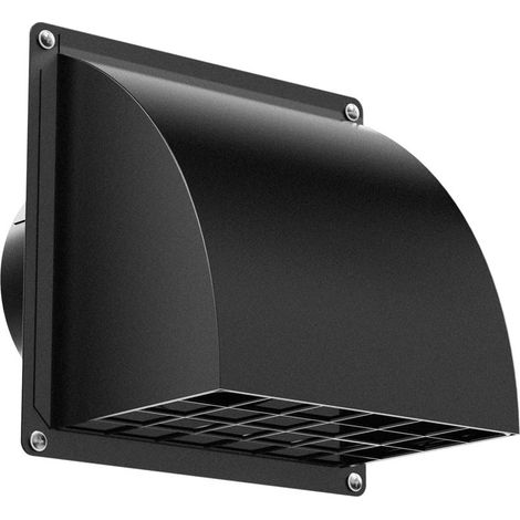 Grille Aeration 100mm, Grille Ventilation Exterieur, Trappe anti-reflux intégrée, Grille amovible, pour séchoirs, cuisines, systèmes de ventilation, Ø 10 cm (15,5 15,5 cm), Noir (1/5)