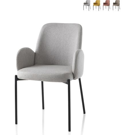 2 x sedie imbottite per cucina moderne in tessuto con braccioli Antea - Grigio