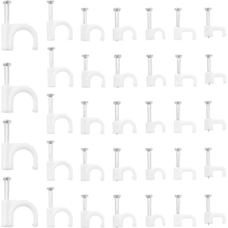 700 Pièces Fixation Cable Electrique Blanc Serre-Câbles Electriques Câble Clips avec Clou en Acier pour la Maison ou le Bureau,4mm 5mm 6mm 8mm 10mm (1/5)