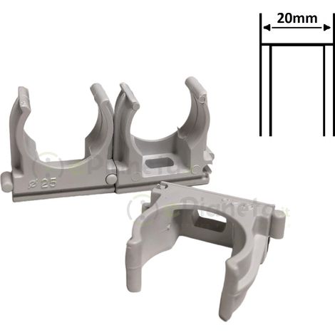Clips per fissaggio tubi rigidi o flessibili 16 20 25 32 mm fissatubo a scatto IP40 grigio RAL 7035  20mm x 20pz
