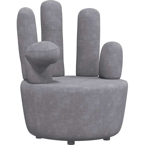 Maison Exclusive - Poltrona a Forma di Mano Grigia in Velluto (1/5)