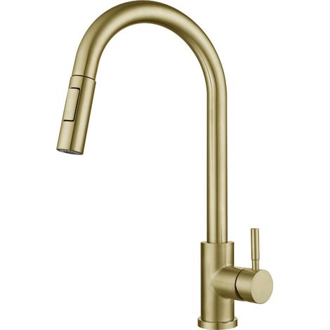 Grifo de cocina con sensor táctil, grifo de cocina extensible con 2 modos de rociado, grifo de fregadero de acero inoxidable 304, grifo monomando giratorio de 360° (dorado).