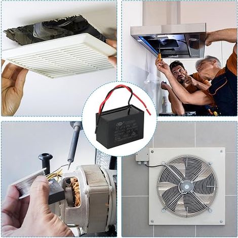CBB61 Ceiling Fan Capacitor, 1pcs 30uf 450V AC 50/60HZ with 2 Wires for Air Conditioner Fan Motor Capacitors 65 x 45 x 45 mm (1/5)