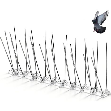 Répulsif anti-pigeons, 5m de pics anti-pigeons, 20 pièces de pics répulsifs pour oiseaux, outils de dissuasion pour les oiseaux, les chats, utilisés pour les toits, les fenêtres, les clôtures (1/5)