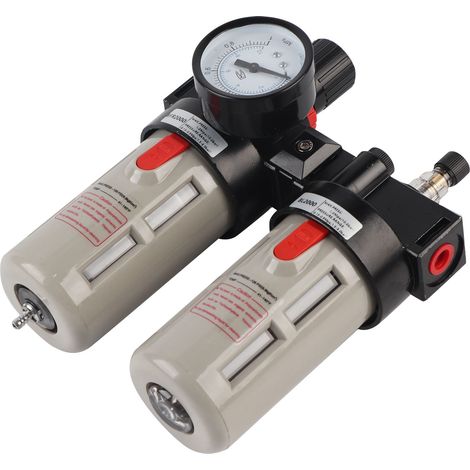 G1/4" Filtre à air régulateur de pression compresseur, manomètre séparateur eau-huile, kit outillage. (1/5)