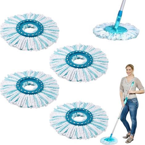 4-Piece Replacement Microfiber Head for Leifheit Clean Twist, Washable at 60°C, for Wood and Tile Floors (1/5)