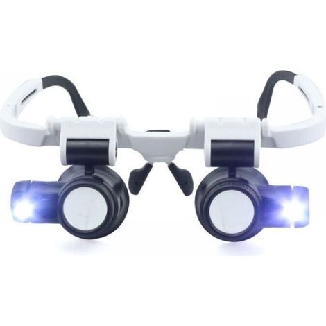 Adjustable Head Mount Magnifying Glass with LED Light 8X 15X 23X Binocular Glasses Hands Free Magnifier for Reading, Magnifying Glass, Watch and Electronic Repair (1/4)