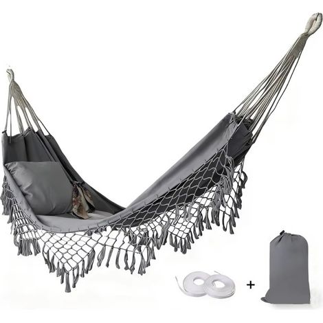 Amaca da viaggio leggera da 200 cm per campeggio, Amaca da giardino per il relax - Ideale per escursioni all'aperto - Cuscino non incluso