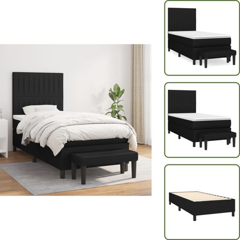 Materasso morbido - vidaXL Giroletto a Molle con Materasso Nero 80x200 cm inTessuto - Letto con panca