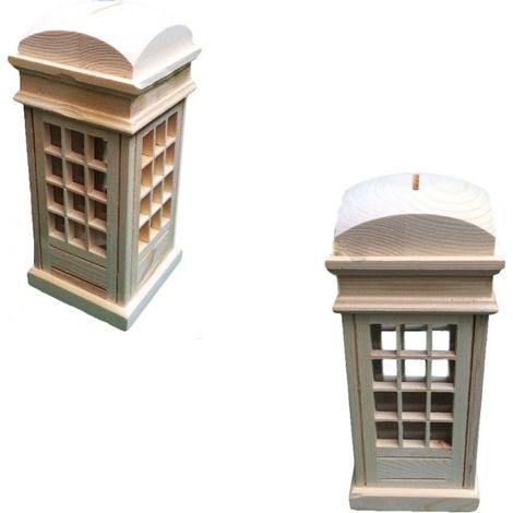 TrAdE Shop Traesio - Salvadanaio Cabina Telefonica Legno Vetro Inglese Tardis Bomboniera Bomboniere -