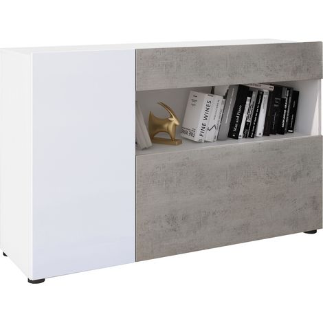 Madia effetto legno finitura larice bianco cm. H.81 x L.130 x P.41