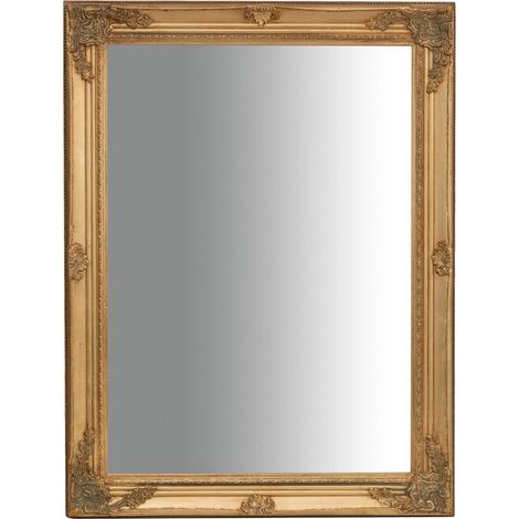 Biscottini specchio da parete bagno e camera 64x84x5 cm - Specchio ingresso da parete con ganci - Specchio oro (1/4)