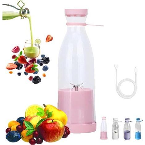 Portable Mini Blender - Juicer - 420ml - Cordless Smoothie Maker - USB Rechargeable - BPA-Free - Includes Travel Cup with Lid - Compact and Lightweight
