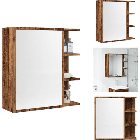 Spiegelschrank Altholz-Optik 62,5x20,5x64 cm Holzwerkstoff - Spiegelschrank - Spiegelschränke - Badezimmer Spiegelschrank - Badezimmer Spiegelschränke (1/5)