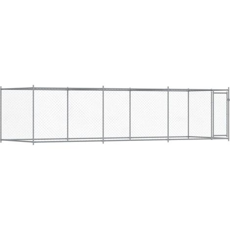 Jaula de perros con puerta acero galvanizado gris 6x2x1,5 m vidaXL
