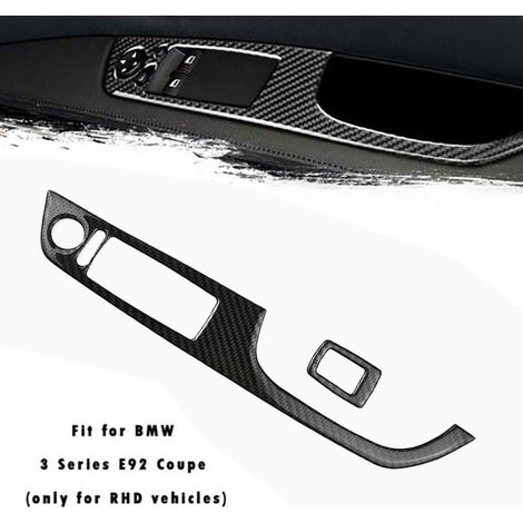 Lot de 2 caches-interrupteurs noirs en fibre de carbone, compatibles avec les BMW Série 3 E92 Coupé (conduite à droite). Accessoires auto faciles à utiliser. (1/5)