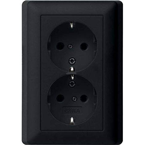 GIRA 0783005 SCHUKO-DOPPELSTECKDOSE 16 A 250 V MIT INTEGRIERTEM ERHÖHTEN BERÜHRUNGSSCHUTZ (SHUTTER) UND VOLLPLATTE, SYSTEM 55,