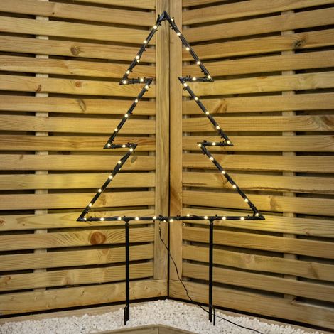 53cm x 60cm Light up Dewdrop Metal Christmas Tree with 90 LEDs and Garden Stakes (1/5)