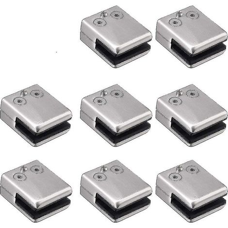 Morsetto per vetro, confezione da 8 morsetti quadrati in acciaio inox da 6-8 mm, morsetto per vetro con retro piatto per monitoraggio - WELLNGS (1/4)