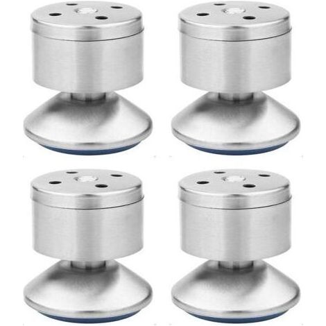 Pieds Nivellement Réglables Acier Inoxydable Pieds Canapé Réglables Multifonction Métal Tapis en Caoutchouc, Facile à Installer, Convient Tables, Armoires, Canapés, Lits Etc—4 Pièces (Argent)- (1/5)
