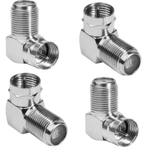 4 Pièces Adaptateur F Coudé 90°, Adaptateurs Coudé F Femelle à Mâle pour Câble Satellite, Raccord Antenne TV Gain de Place, Connecteur de câble Satellite,Adaptateur Coaxial RG6 à Angle Droit (1/5)