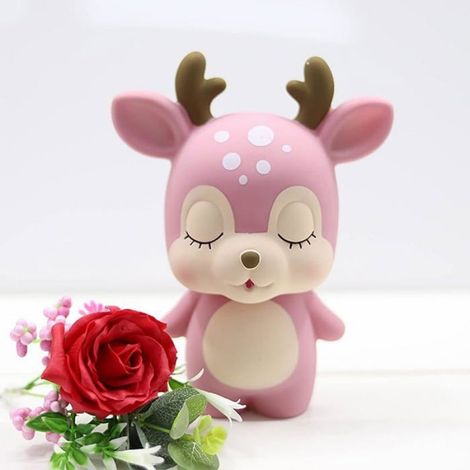 Tirelire en Forme de Cerf Rose - Dessin Animé pour Cadeau Anniversaire et Belle Décoration de Table àMaison Rose(w) (1/5)