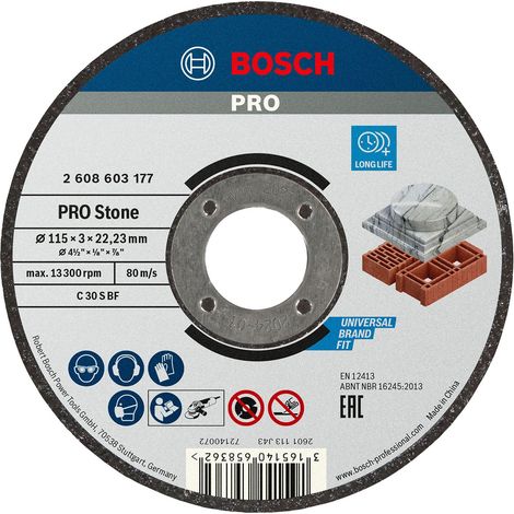 BOSH 2608603177 DISQUE À TRONÇONNER À MOYEU PLAT STANDARD FOR STONE C 30 S BF 115 MM 22,23 MM 3,0 MM (1/3)