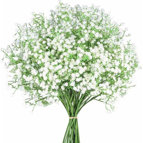 royaluxe - 12 Pcs Babys Breath Fleurs Artificielles, Gypsophila Real Touch Fleurs pour la Fête de Mariage Décoration de Jardin à la Maison