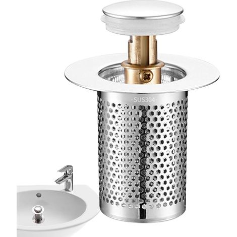 Bouchon de vidange d'évier Bouchon d'évier de salle de bain – Attrape-cheveux en acier inoxydable, filtre d'évier de rechange anti-encrassement pour cuisine, salle de bain (1/5)