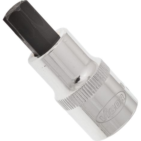 Vigor Carré femelle entraînement 12,5 = 1/2 pouce Douille mâle TORX pour profil TORX intérieur - Carré creux 12,5 mm (1/2 pouce) - Profil TORX intérieur - Ouverture de clé: T 55 - Longueur totale: 5 (1/3)