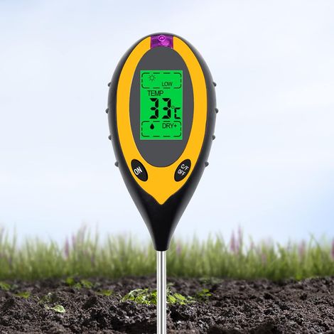 Misuratore di umidità del suolo 4 in 1: misuratore di umidità del suolo, misuratore di umidità delle piante, misuratore di pH per l'umidità del suolo, valore del pH, luce solare e temperatura per giar (1/5)