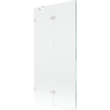 Paroi de baignoire 2 volets gauche Mexen Lunar 90 x 150 cm, transparent, blanc - 897-090-100-20-00-L (1/5)
