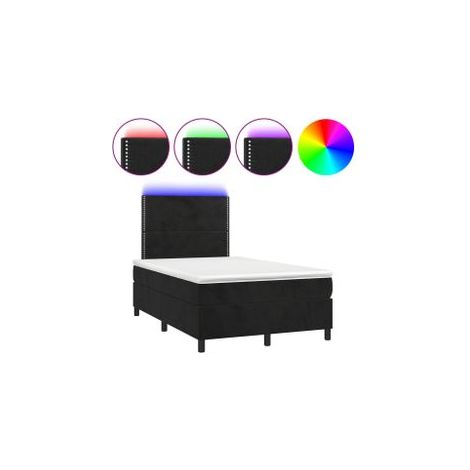Sommier à lattes de lit matelas et LED Noir 120x200 Velours (1/5)