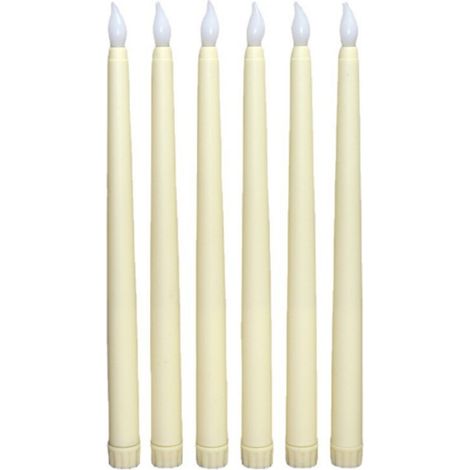 Set mit 6 elfenbeinfarbenen LED-Kerzen aus Kunststoff, flammenlos, mit Fernbedienung, Flackereffekt, zur Dekoration