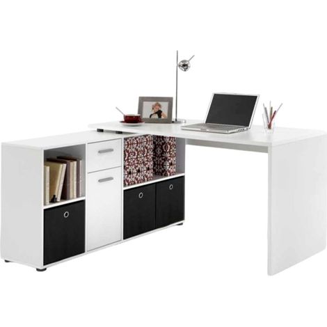 Bureau d'Angle Réversible "Oxela" 135cm Blanc (1/5)