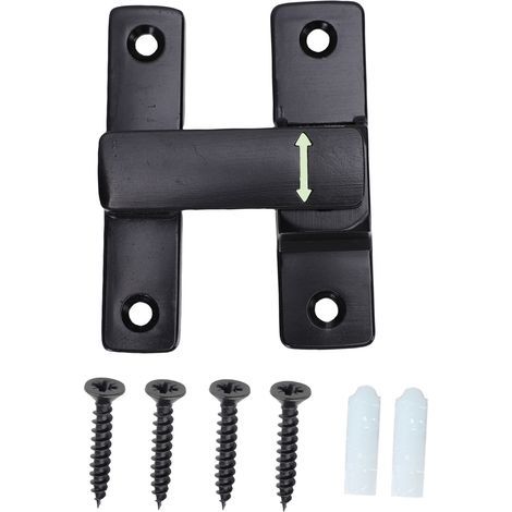 Ortviai Verrou à bascule pour porte de grange en alliage de zinc, noir, 90°/180°, pour salle de bain, garage, jardin (1/4)