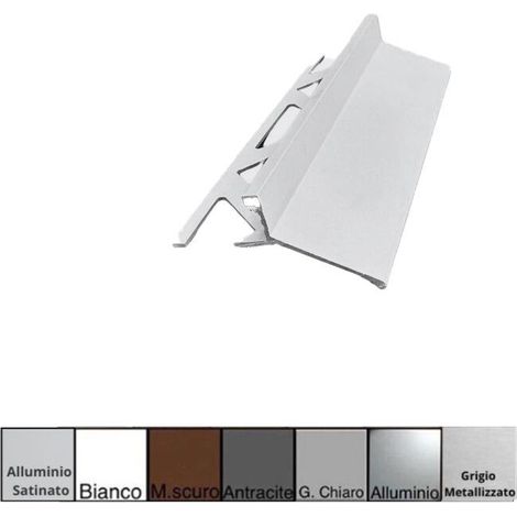 Gocciolatoio / Giunzione LINEA in Alluminio per Balconi e Terrazze - barra 2,7 metri : Finitura - SATINATA, Modello - GOCCIOLATOIO