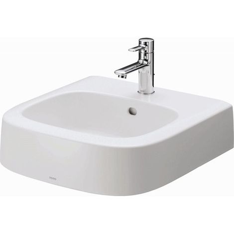 Lavabo NC avec trou pour robinetterie et trop-plein, carré blanc TOTO