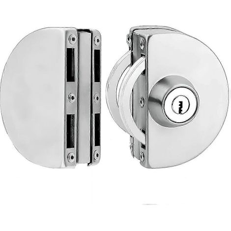 Serrure de porte vitrée en acier inoxydable, double serrure vitrée, porte coulissante avec 3 clés en cuivre, compatible avec les magasins et les bureaux, verrouillable de l'intérieur.-AquaForge (1/5)