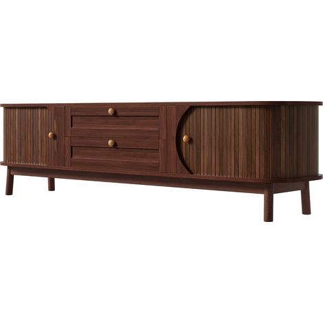 Mueble TV de MDF color nogal con puertas y cajones, 170 x 39,5 x 46 cm (1/5)