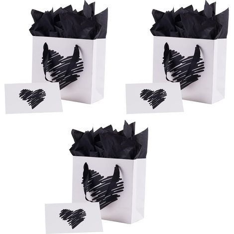 lot de 3 Sac cadeau blanc en forme de cœur - se porte à la main - idéal pour offrir -20208cm