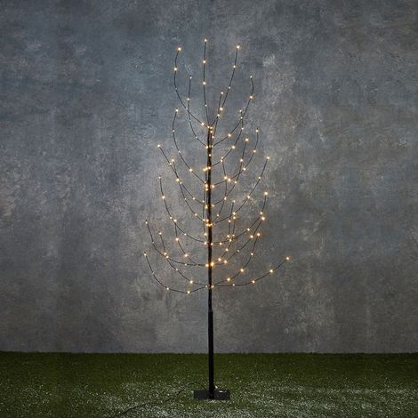 Arbre Lumineux de Noël Extérieur 140 LED Blanc Chaud Structure Métal Noir 15 x 15 x 150 cm - PANGIVO (1/5)