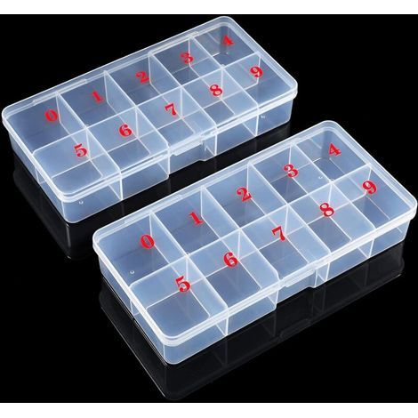 10 transparente Aufbewahrungsboxen für künstliche Fingernägel mit nummerierten Fächern, Aufbewahrungsbox für Nagelkunst (1/5)