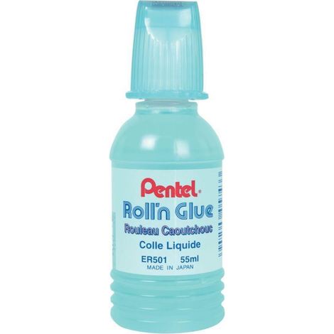 Colle Roll'n Glue - PENTEL - Tube à roulette - 55ml - Synthétique transparente - Vendu à l'unité