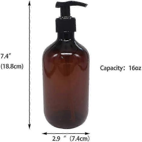 Filiyano-Bouteilles en plastique vides rechargeables de 500 ml/17 oz avec pompe à lotion, récipient de rangement pour shampoing (marron) (1/2)