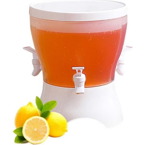 1 Distributeur de boissons, rotatif 5L, plastique, robinet anti-fuite, poignées ergonomiques, pour réfrigérateur (1/4)