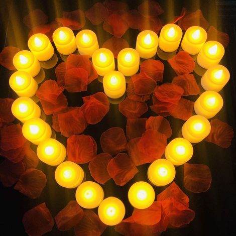 (96 bougies rondes jaunes à LED sans flamme) Convient pour les décorations d'Halloween et de Noël. (1/2)