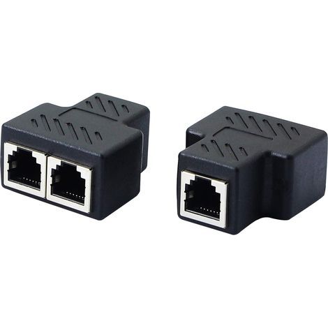 Répartiteur de prise téléphonique RJ11 femelle vers 2 femelles 6P6C coupleur en ligne adaptateur d'extension de téléphone pour télécopieur fixe (1 à 2) 2pcs (1/5)